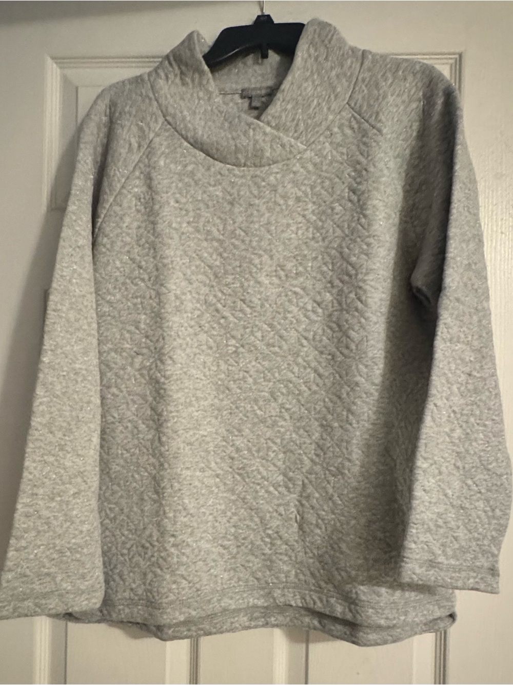 NWT Talbots Light Gray Quilted Pullover Sweater